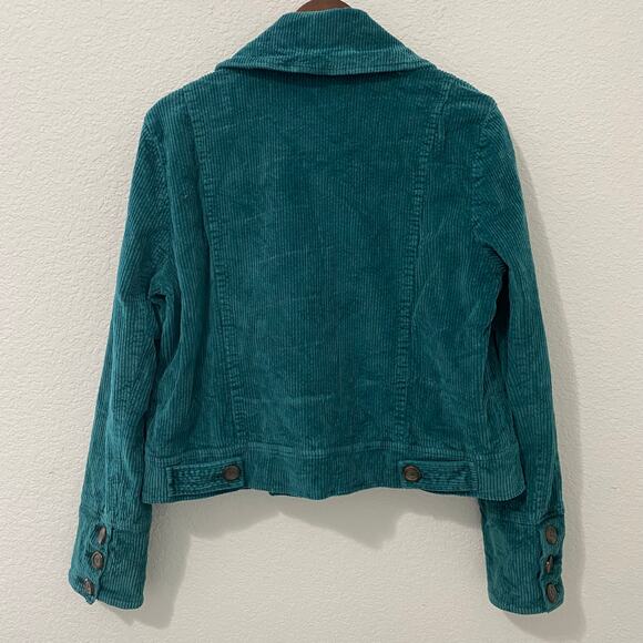FREE PEOPLE Women's Sz M Teal Green Corduroy Stretch Jacket Pockets $148 - Picture 2 of 7
